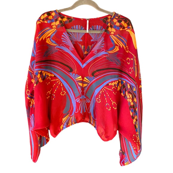 Free People Red and Blue Blouse - Picture 8 of 9